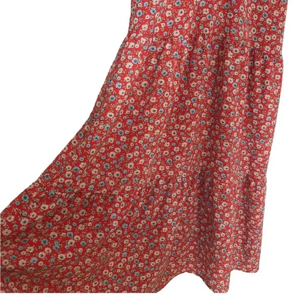 NWOT Orange & Blue Floral Tiered Maxi Dress - Picture 8 of 14